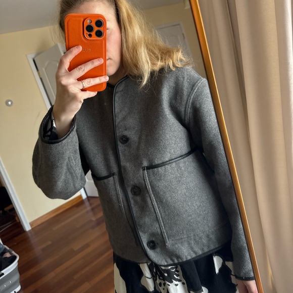 NWT Zara REVERSIBLE FAUX LEATHER PIPING WOOL JACKET size M - Picture 3 of 16